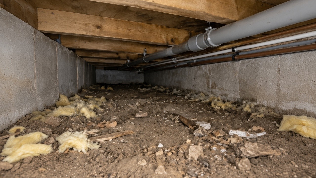 Crawlspace before insulation